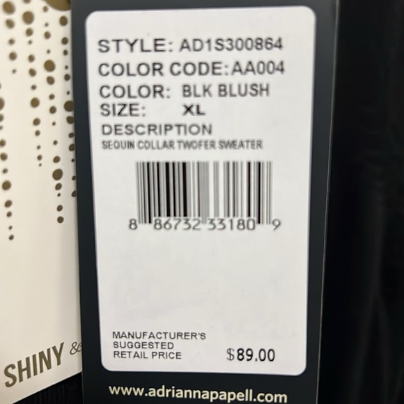 New with Tags - fitted black sweater with gold sequin collar detail - Picture 5 of 5